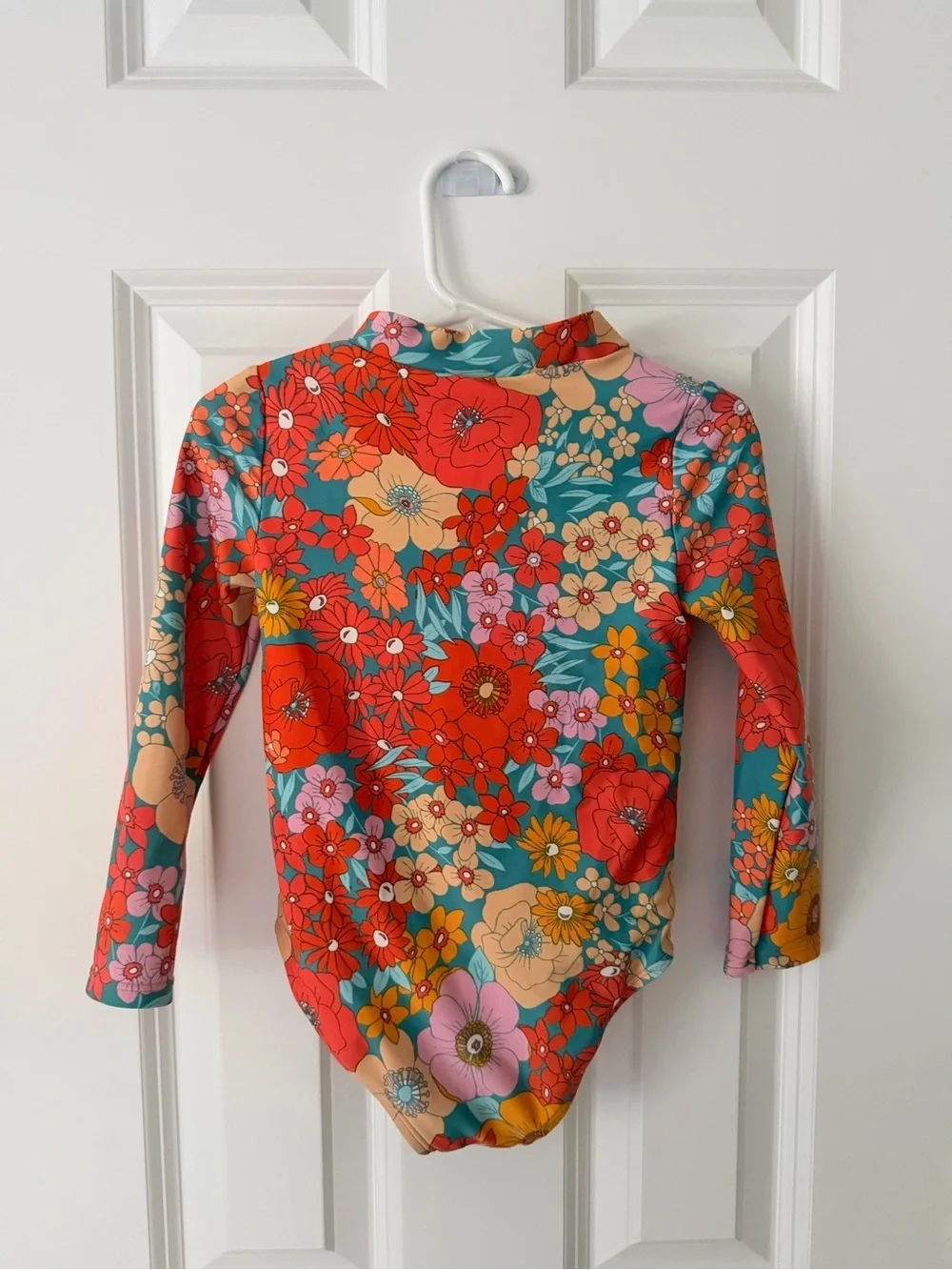 Carter's Girls Floral Long-Sleeve One-Piece Swimsuit - Orange, Teal, Pink